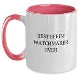 Funny Watchmaker Gifts from Friends for Graduation - Best Effin' Watchmaker Ever Two Tone Coffee Mug, 11oz, Microwave and Dishwasher Safe - Main